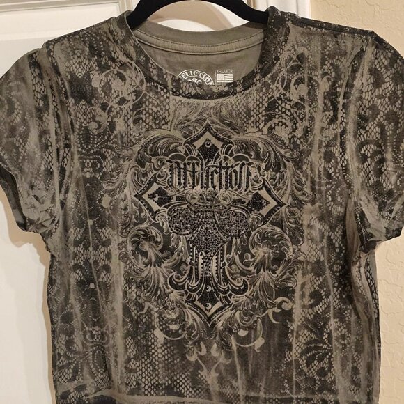 Affliction Baby Doll Tee - Grey/Green (Never Worn) - Picture 5 of 5